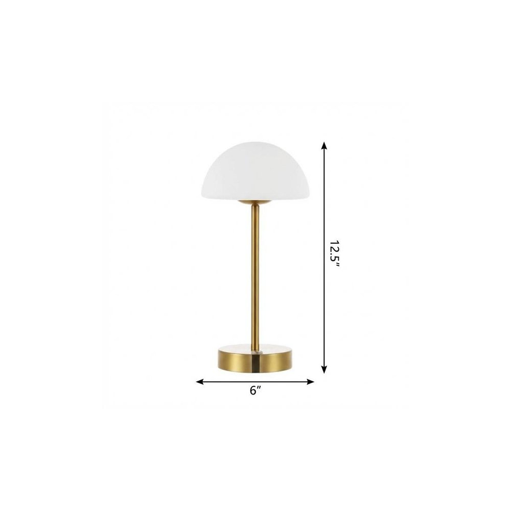 13" Gold USB Table Lamp With Dome Shade