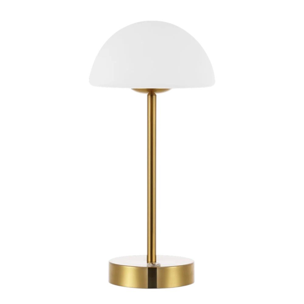 13" Gold USB Table Lamp With Dome Shade