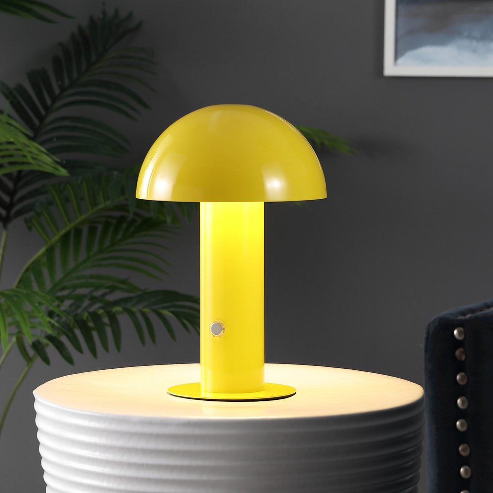 11" Yellow Novelty USB Table Lamp With Globe Shade