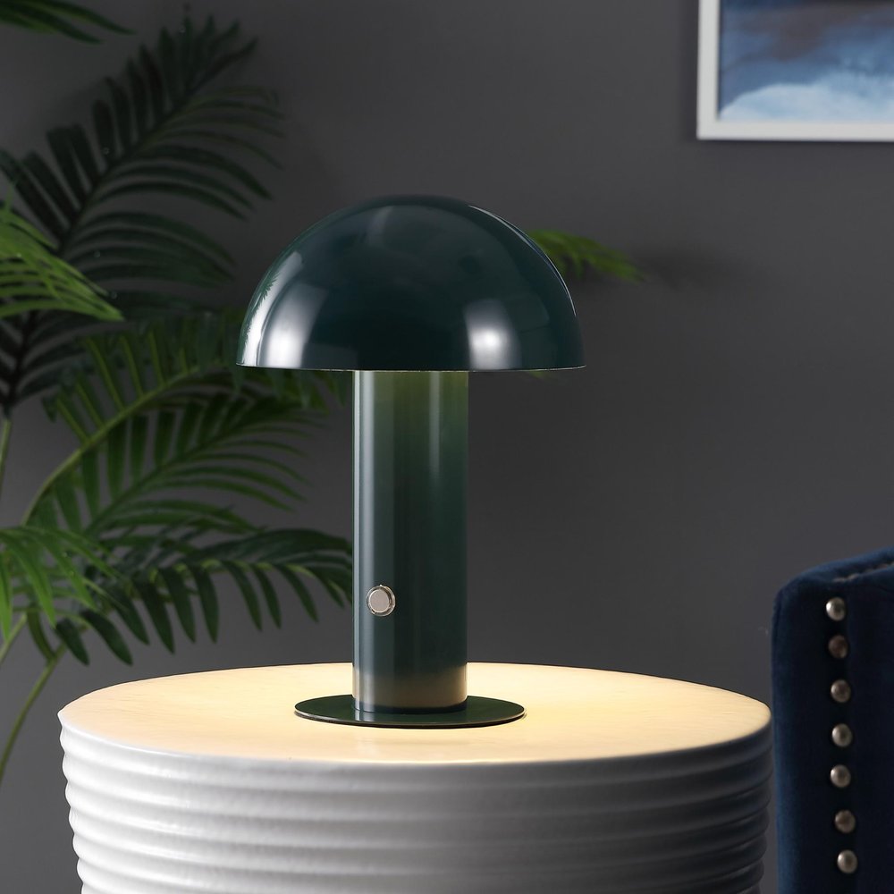 11" Forest Green Novelty USB Table Lamp With Globe Shade