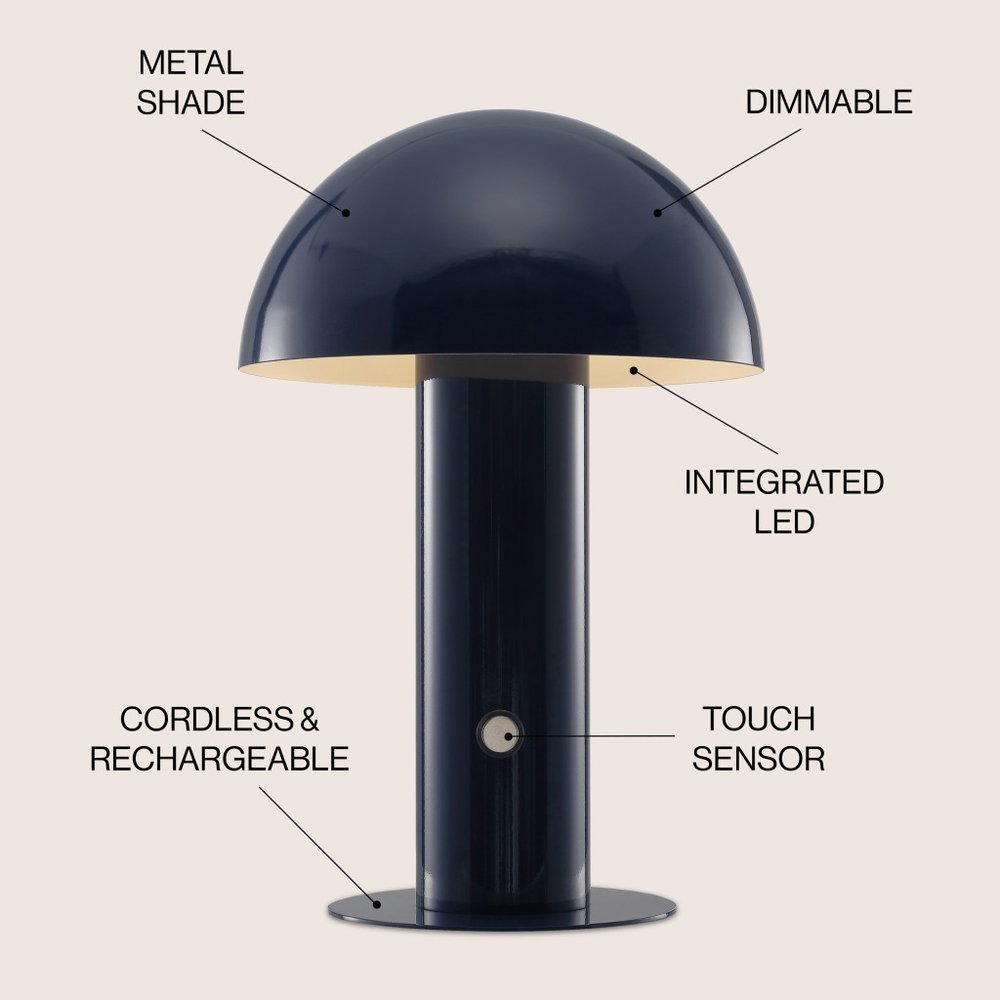 11" Blue Novelty USB Table Lamp With Globe Shade