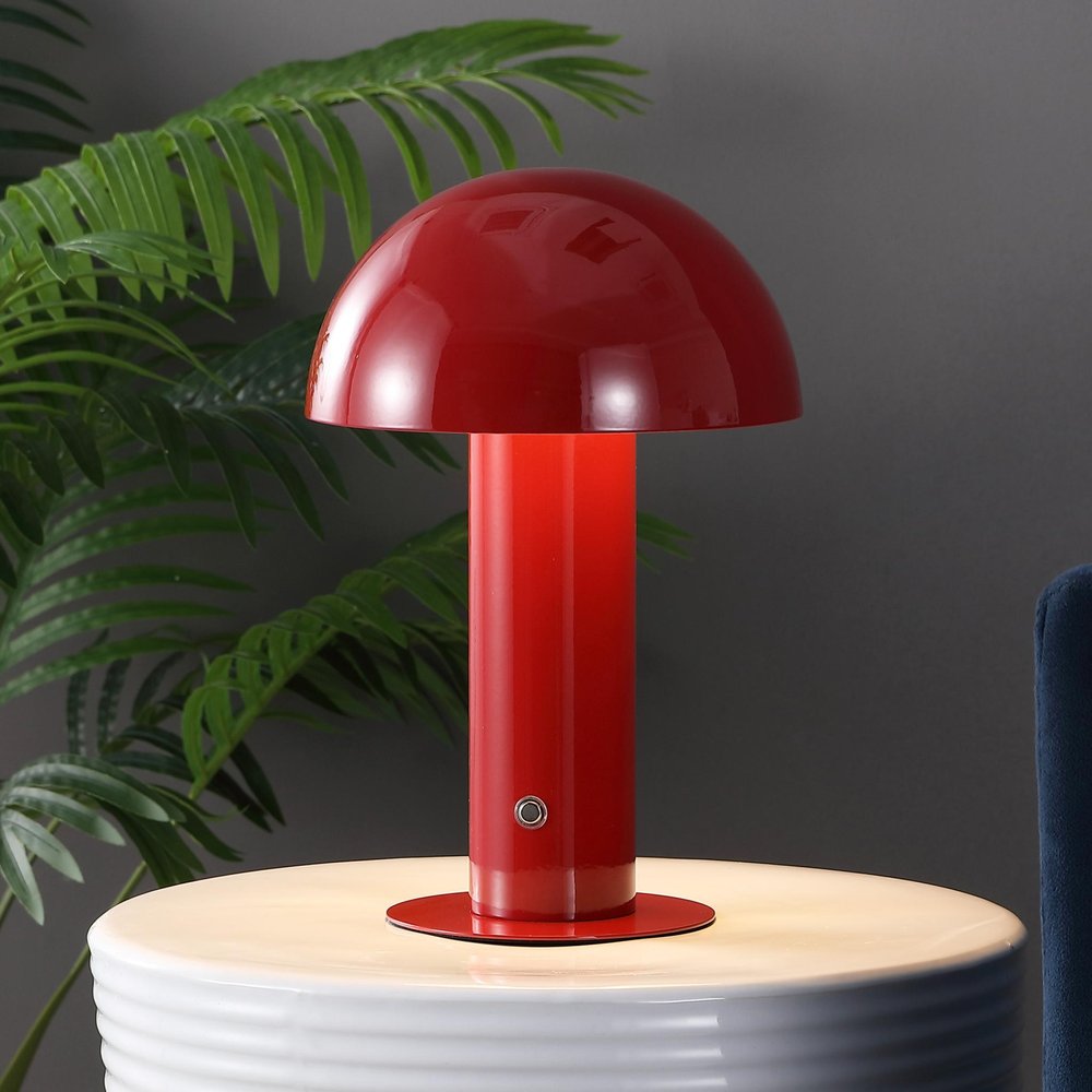 11" Red Novelty USB Table Lamp With Globe Shade