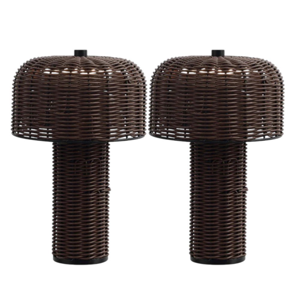 Set of Two 10" Clear USB Table Lamps With Globe Shades