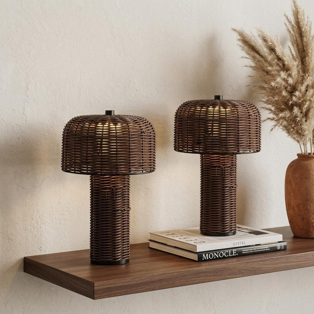 Set of Two 10" Clear USB Table Lamps With Globe Shades