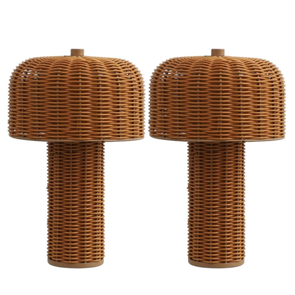 Set of Two 10" Clear USB Table Lamps With Globe Shades