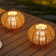 Set of Two 6" Brown Lantern USB Table Lamps With Globe Shades