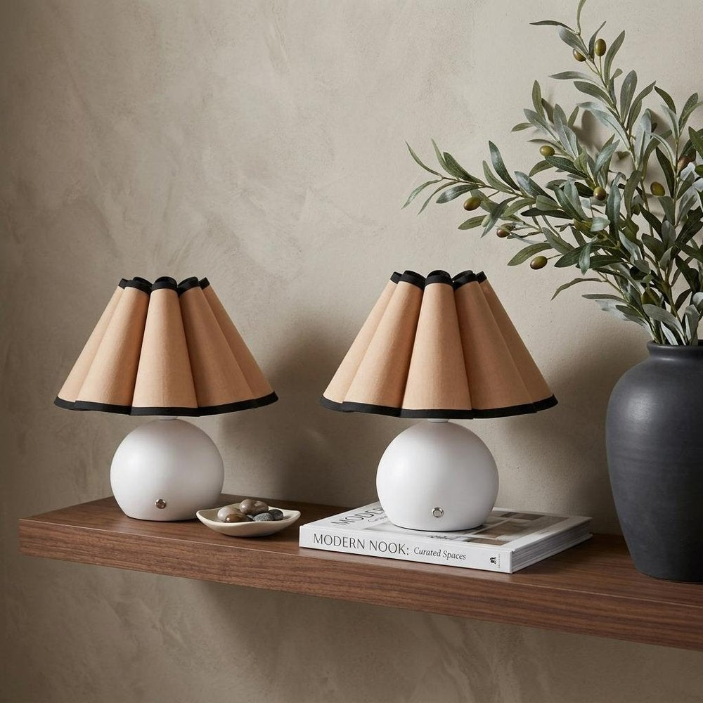 Set of Two 11" Clear Novelty Table Lamps With Empire Shades
