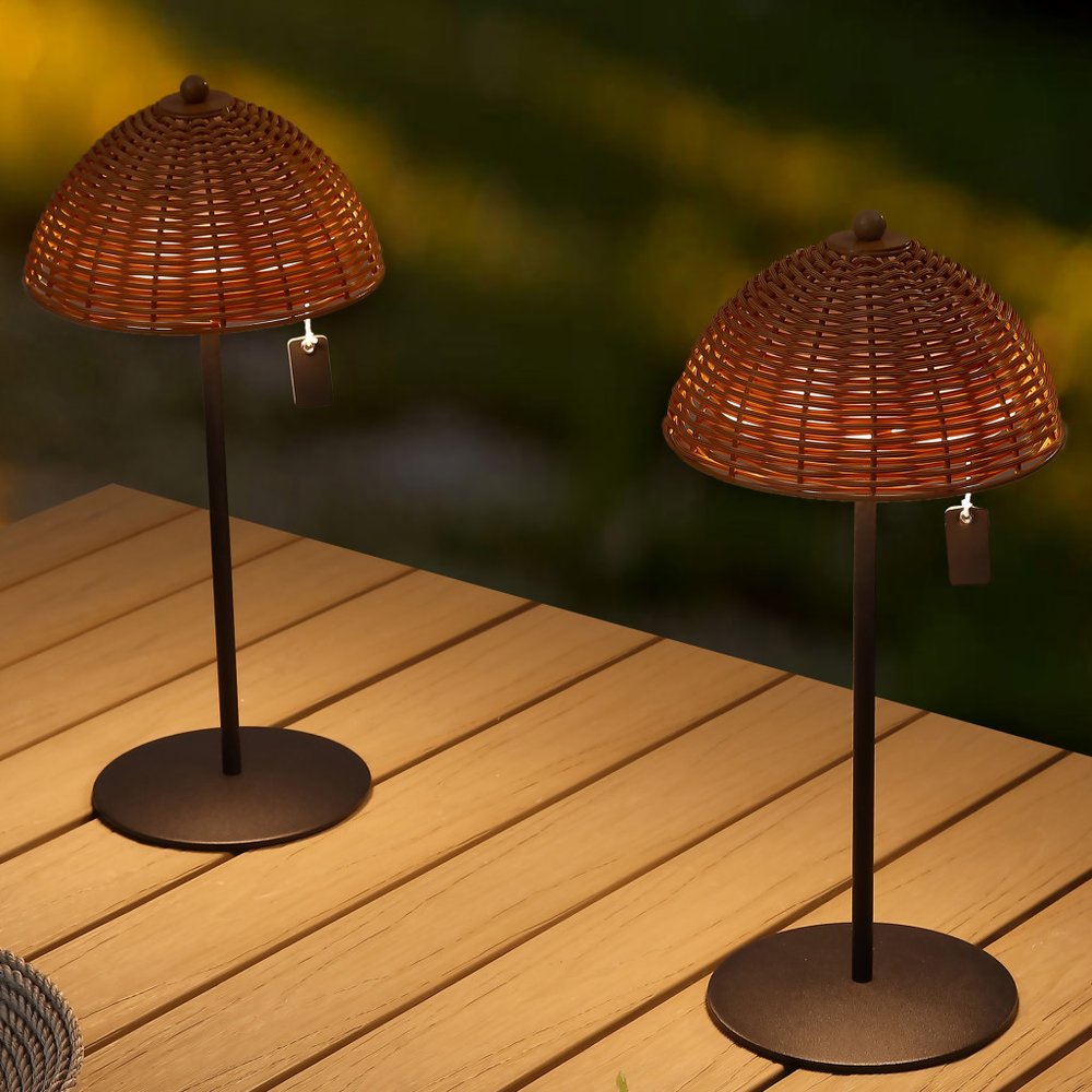 Set of Two 13" Black Novelty USB Table Lamps With Globe Shades