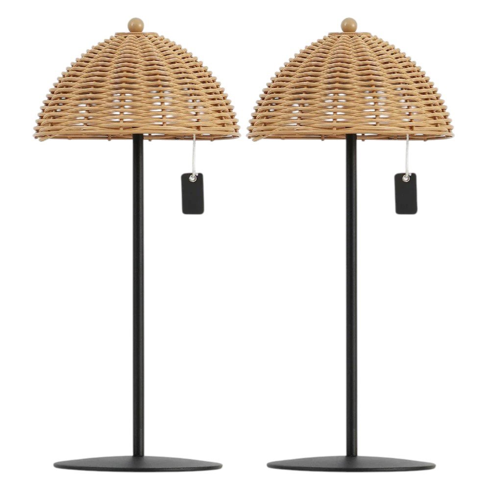 Set of Two 13" Black Novelty USB Table Lamps With Globe Shades
