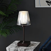 13" Antiqued Bronze USB Table Lamp With Empire Shade