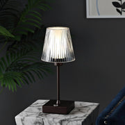 13" Antiqued Bronze USB Table Lamp With Empire Shade