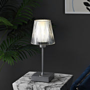 13" Gray USB Table Lamp With Empire Shade