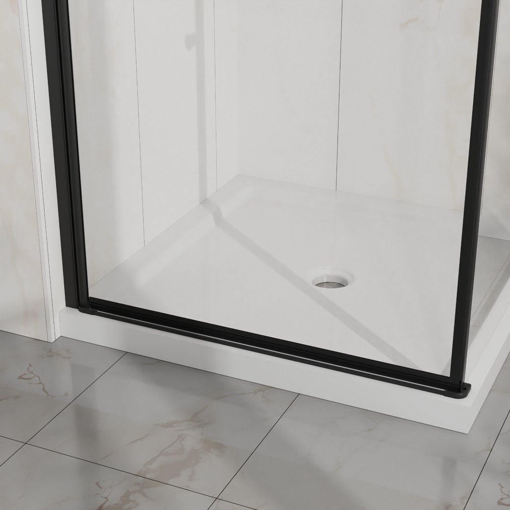 Set Of Two Aluminum and Tempered Glass Shower Doors