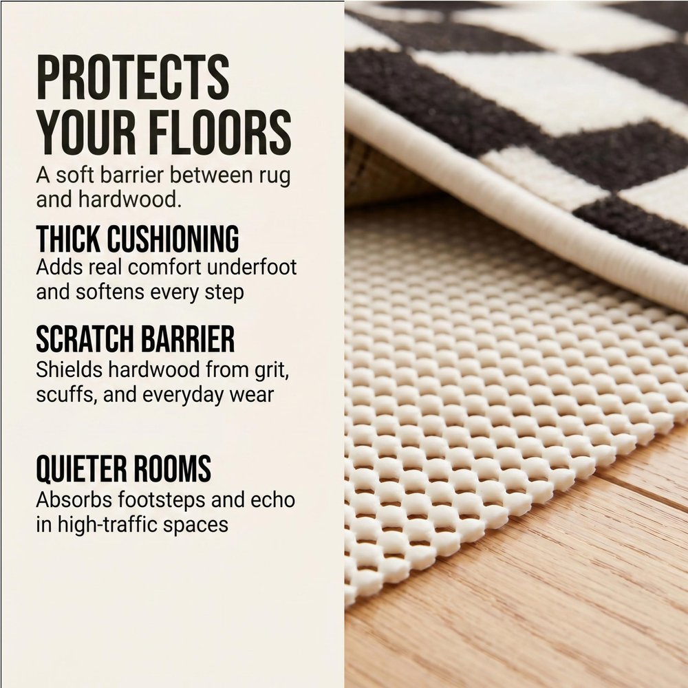 2' x 4' Ivory Waffle Weave Non Slip Rug Pad