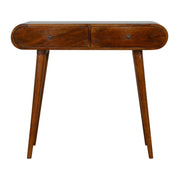 35" Chestnut Solid Wood Console Table With Two Drawers