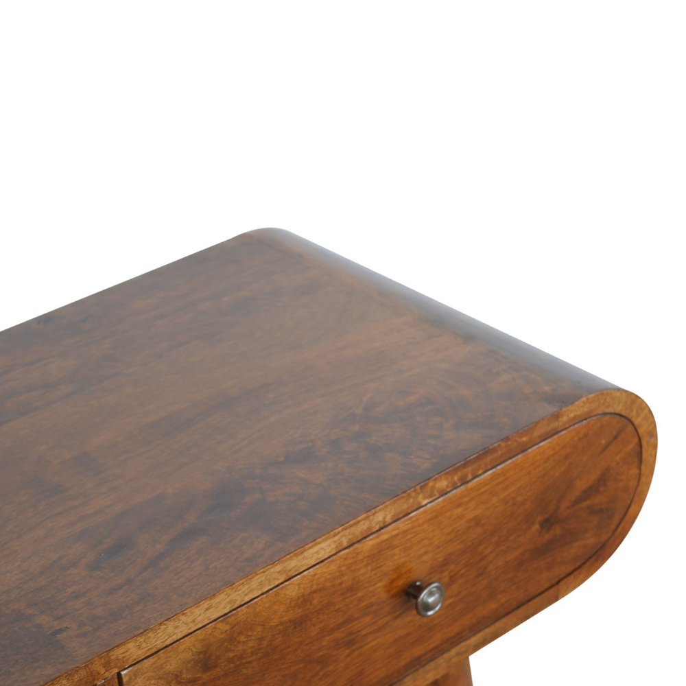 35" Chestnut Solid Wood Console Table With Two Drawers