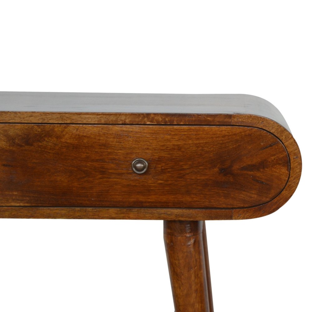 35" Chestnut Solid Wood Console Table With Two Drawers