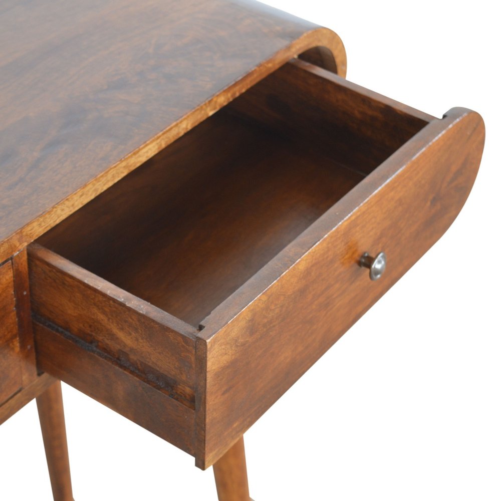 35" Chestnut Solid Wood Console Table With Two Drawers