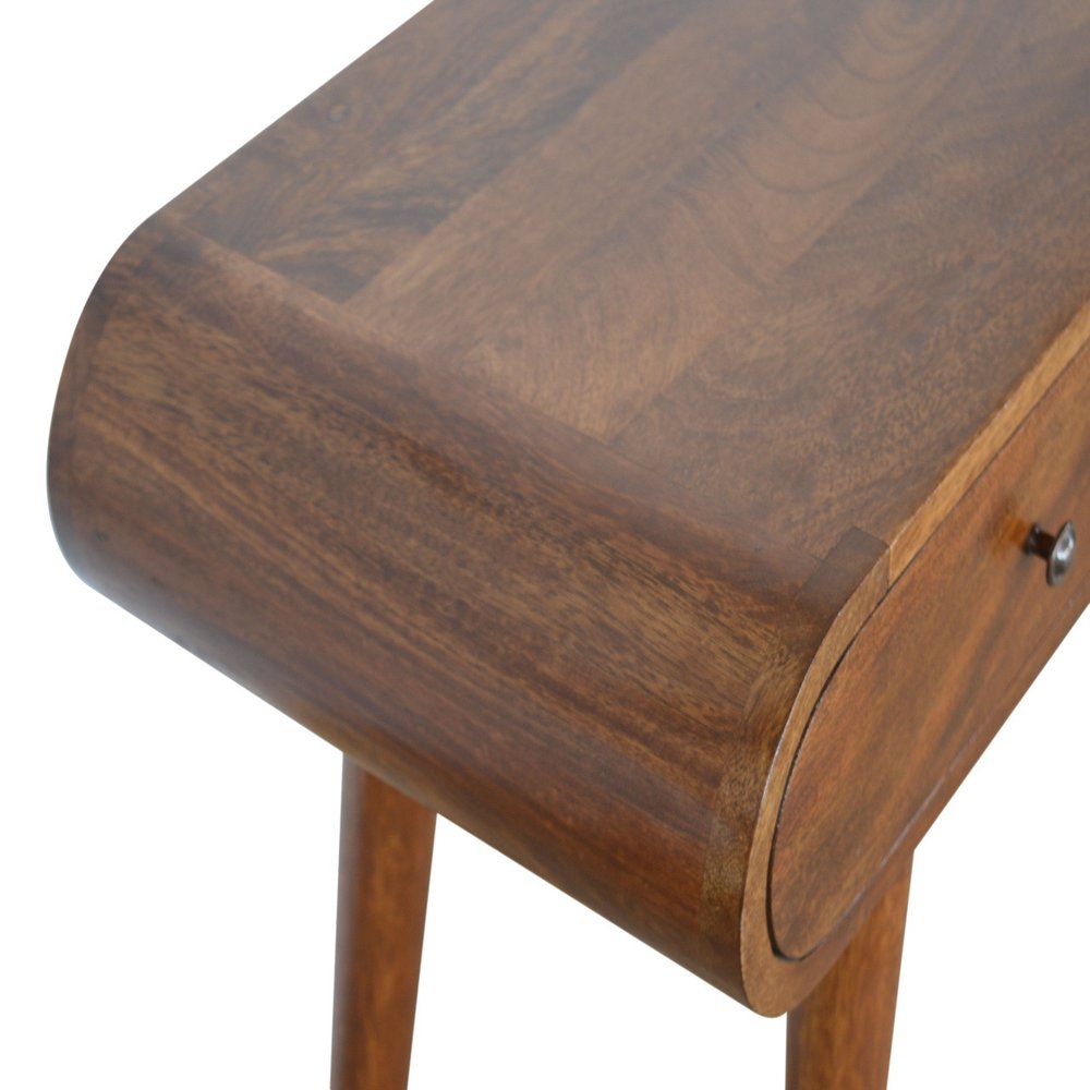 35" Chestnut Solid Wood Console Table With Two Drawers