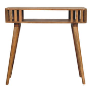 33" Oak Solid Wood Console Table With Shelf