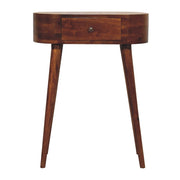 24" Chestnut Solid Wood Oval Console Table With Drawer