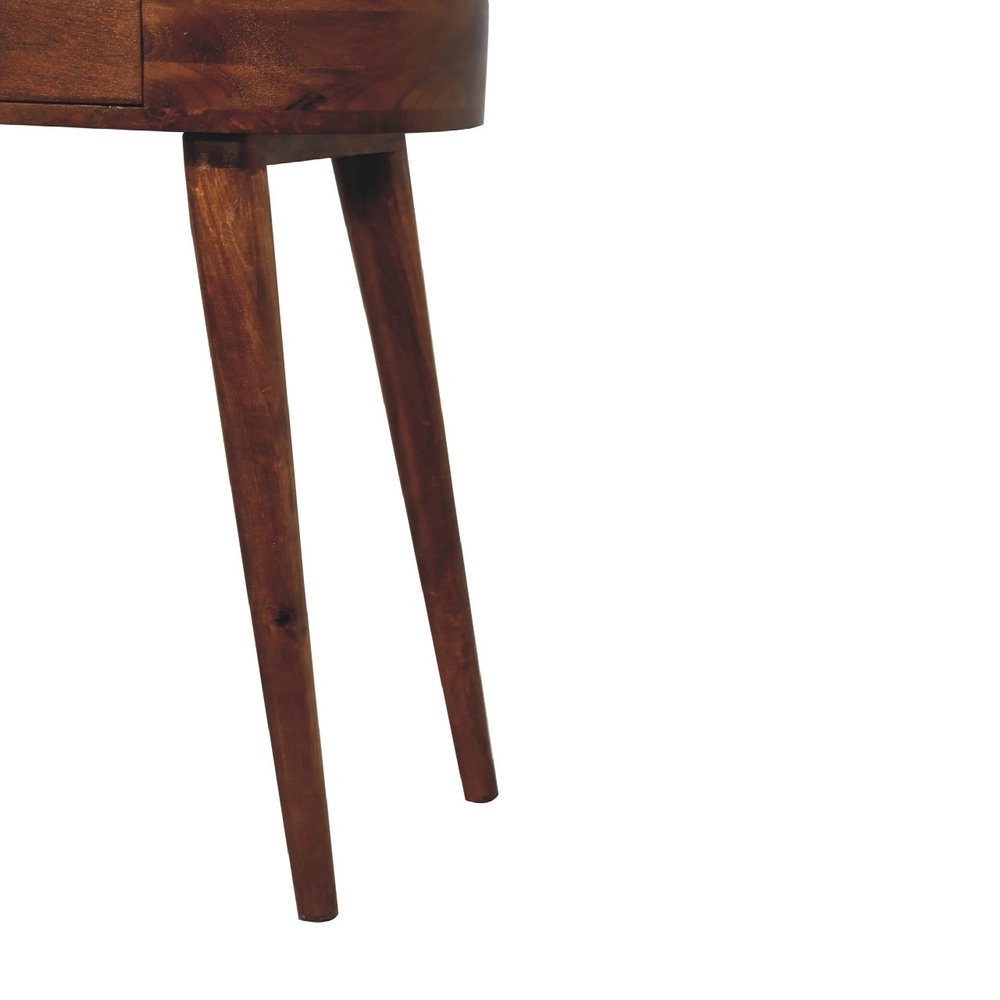 24" Chestnut Solid Wood Oval Console Table With Drawer