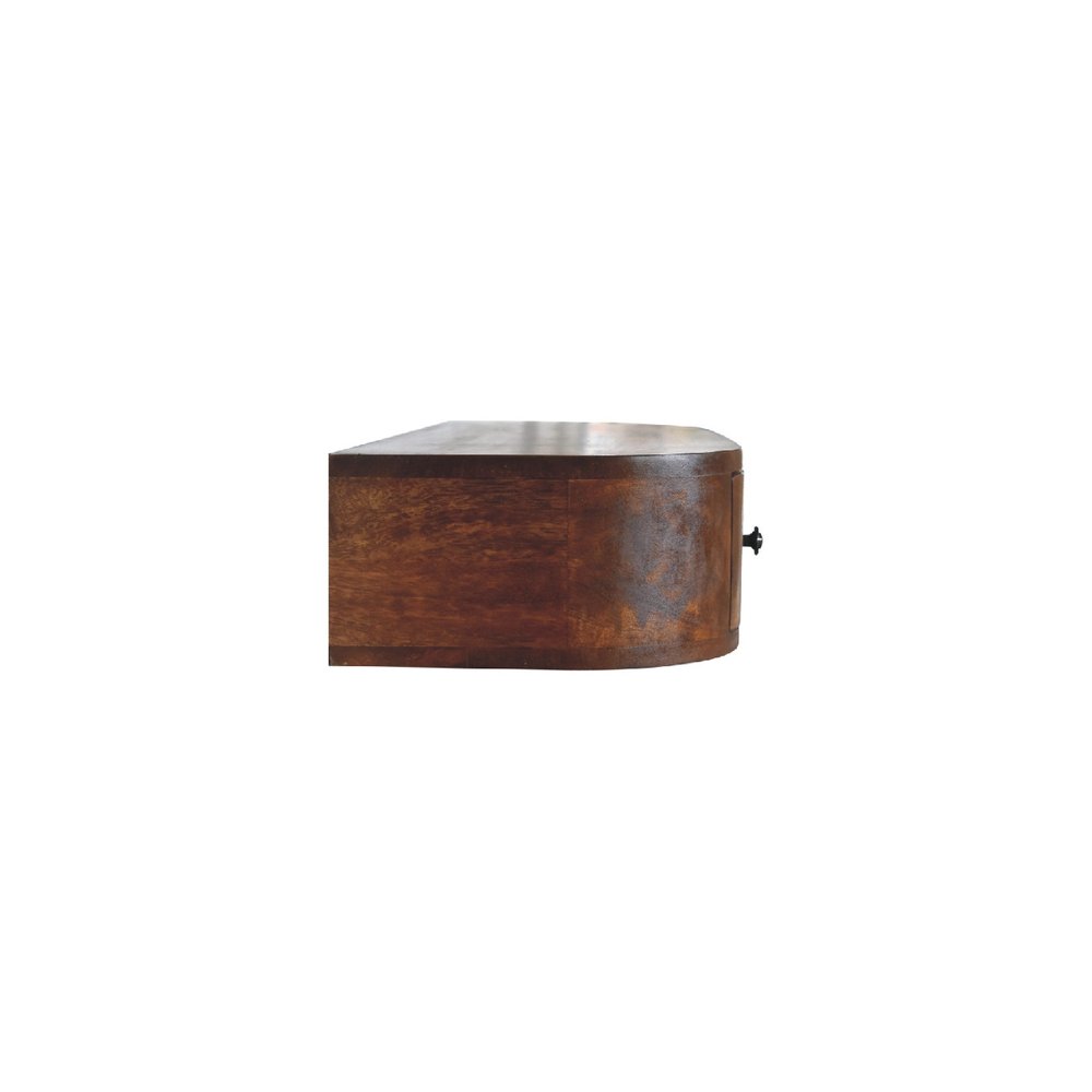 43" Chestnut Solid Wood Floating Console Table With Shelf And Two Drawers