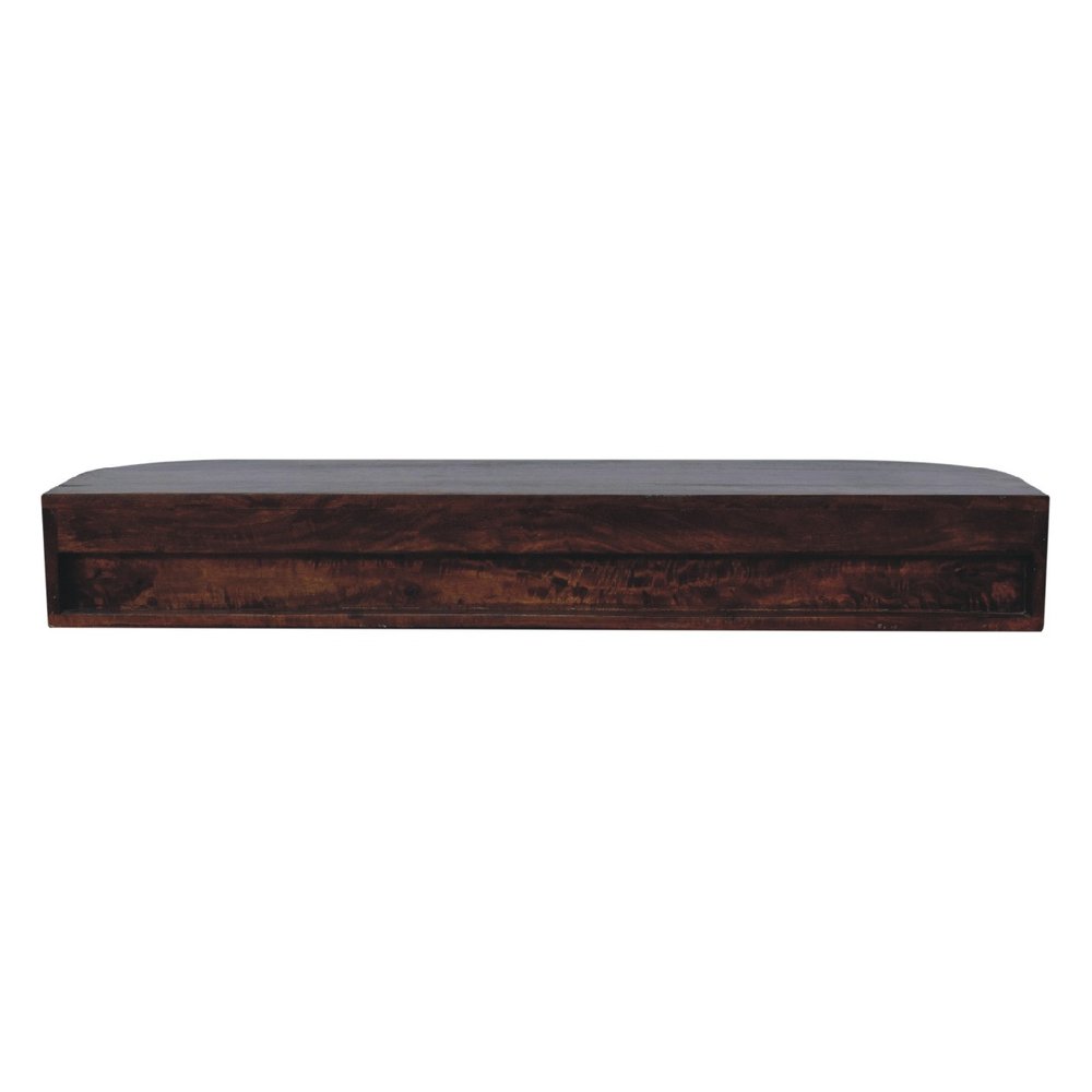 43" Chestnut Solid Wood Floating Console Table With Shelf And Two Drawers