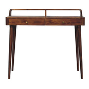 39" Chestnut Solid Wood Console Table With Shelf And Two Drawers