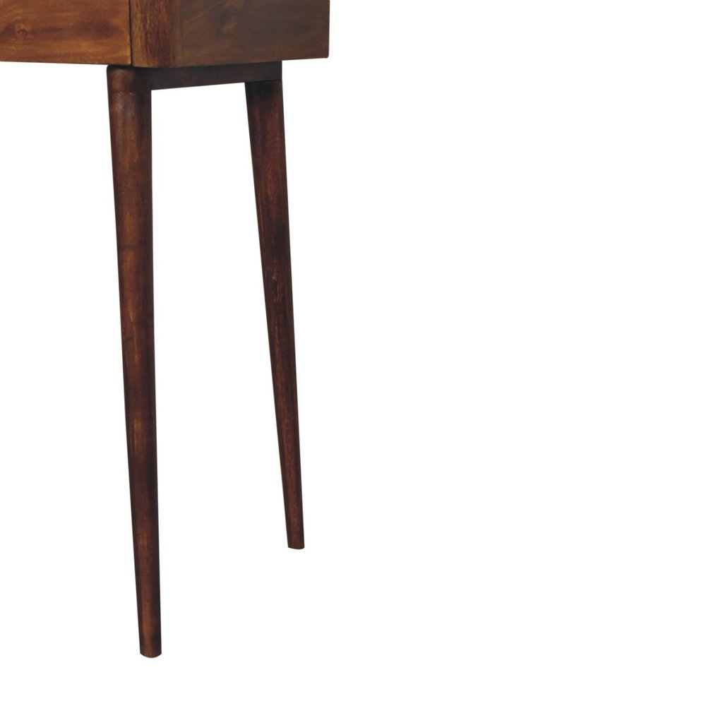 39" Chestnut Solid Wood Console Table With Shelf And Two Drawers