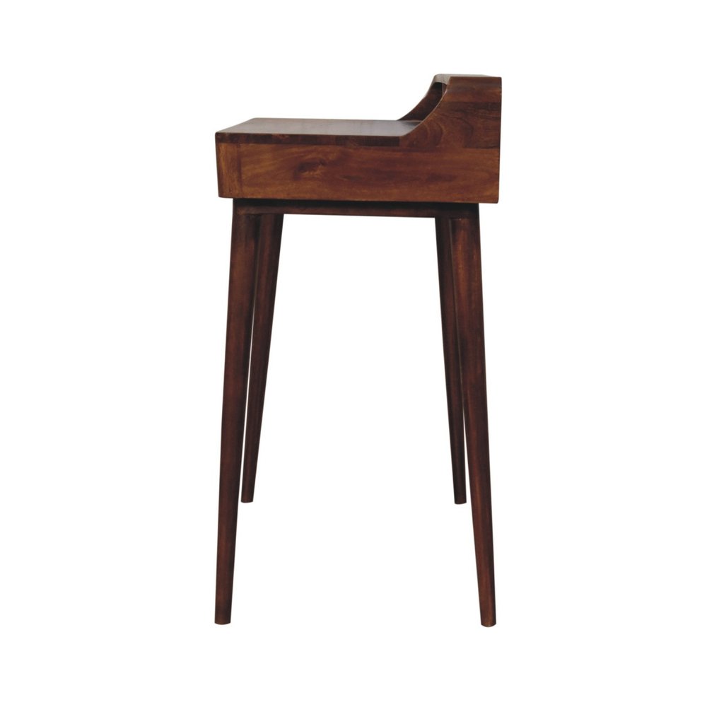 39" Chestnut Solid Wood Console Table With Shelf And Two Drawers
