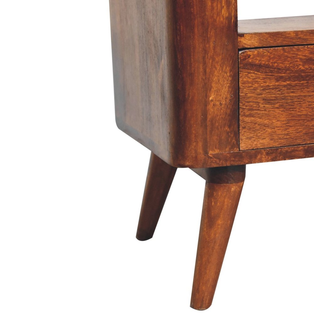 35" Brown Solid Wood Enclosed and Open Storage TV Stand