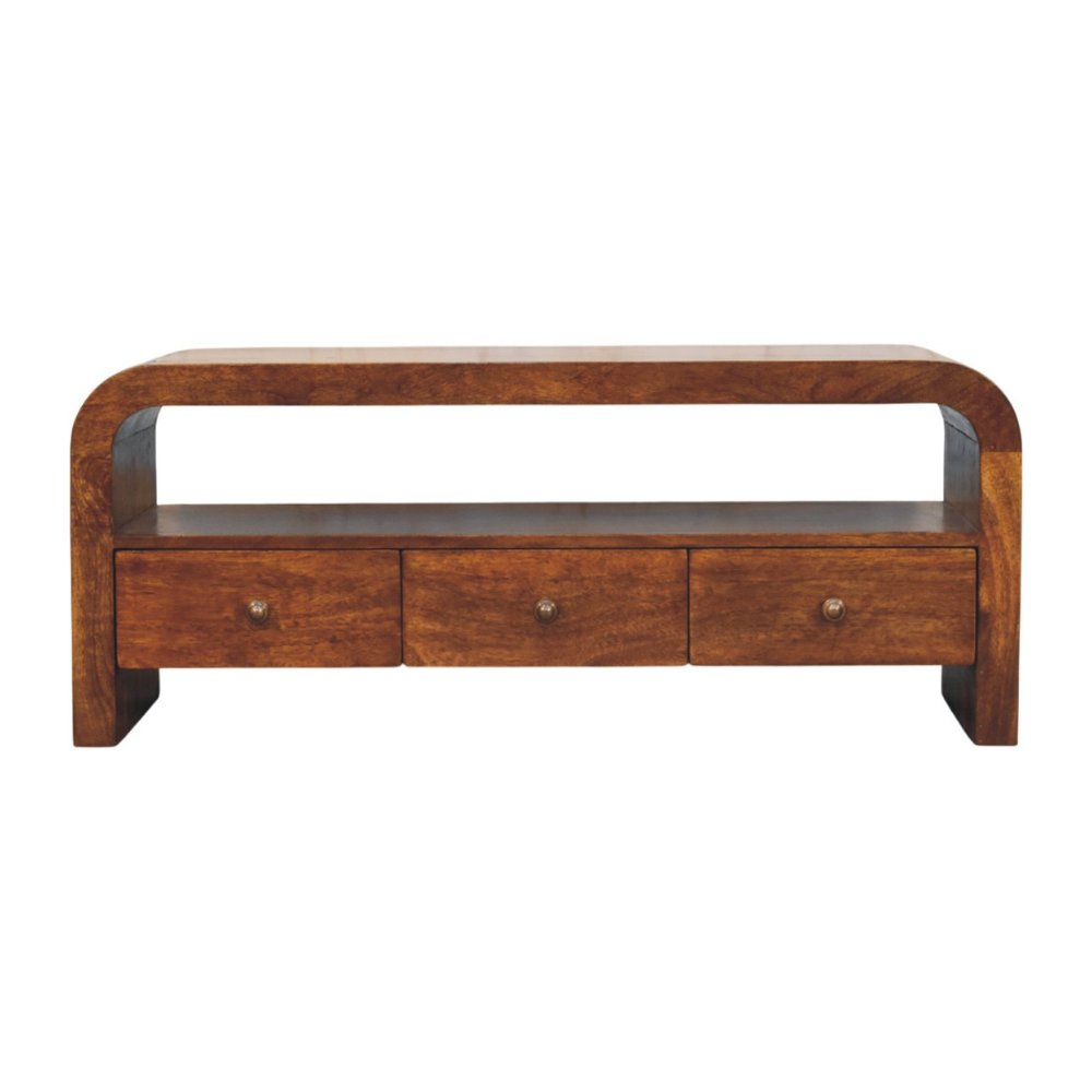 43" Brown Solid Wood Enclosed and Open Storage TV Stand