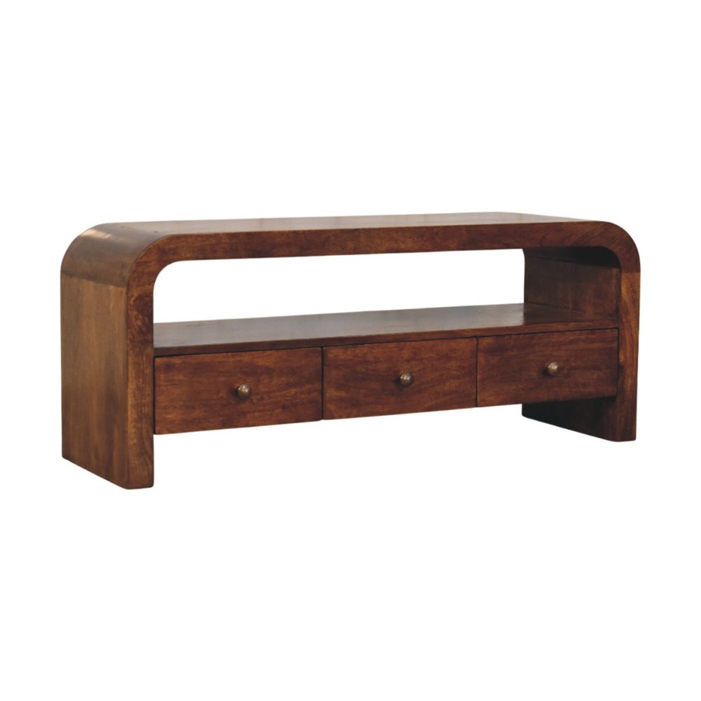 43" Brown Solid Wood Enclosed and Open Storage TV Stand