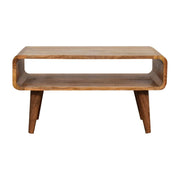 26" Brown Solid Wood Open Shelving TV Stand