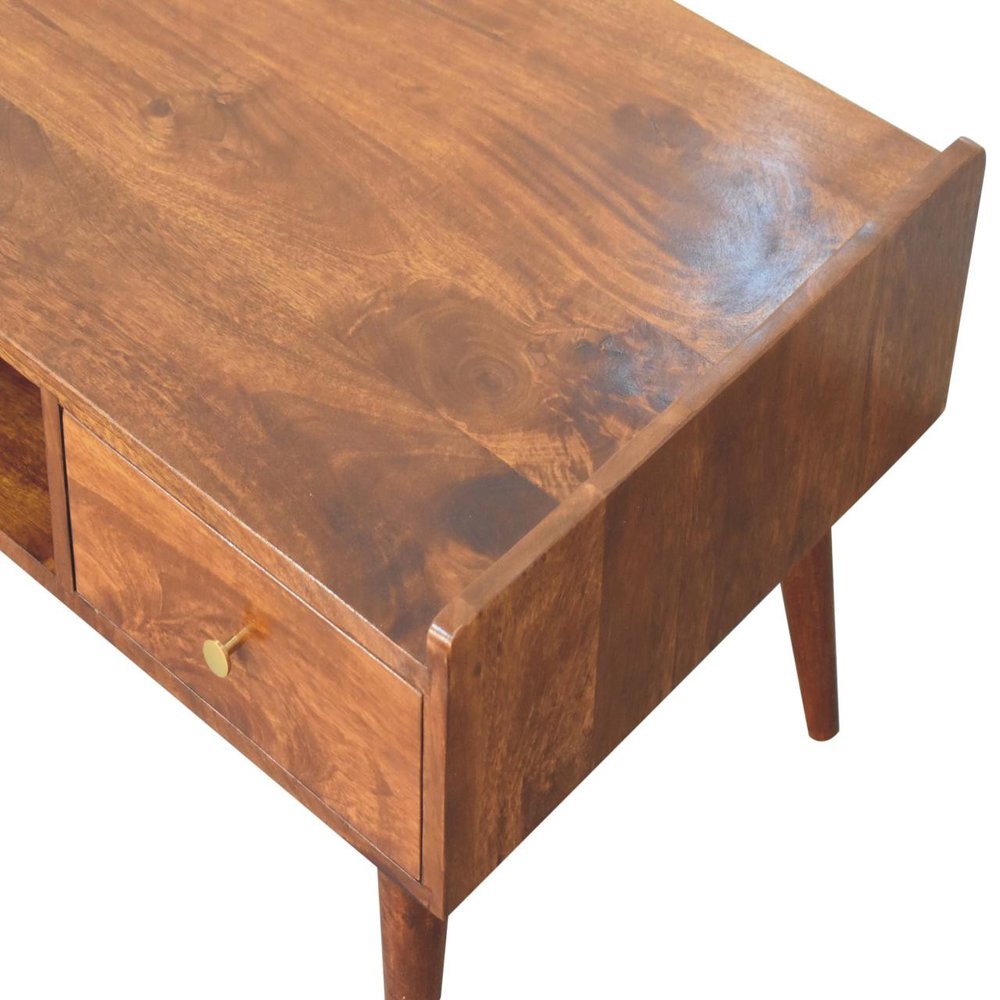 39" Brown Solid Wood Enclosed and Open Storage TV Stand