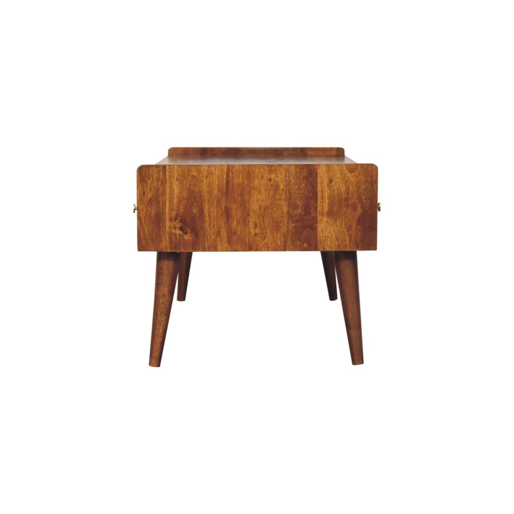 39" Brown Solid Wood Enclosed and Open Storage TV Stand