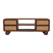 43" Brown Solid Wood Enclosed and Open Storage TV Stand