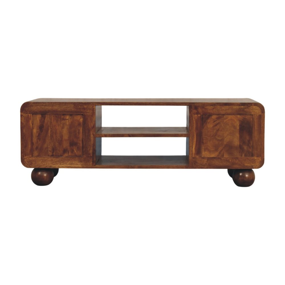 43" Brown Solid Wood Enclosed and Open Storage TV Stand