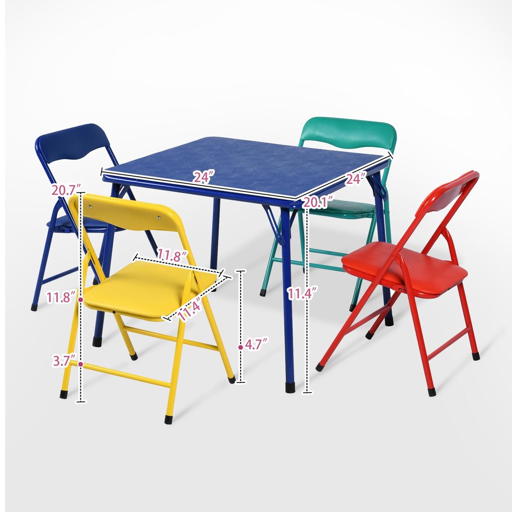 Blue PVC Veneer and Steel Square Furniture Set