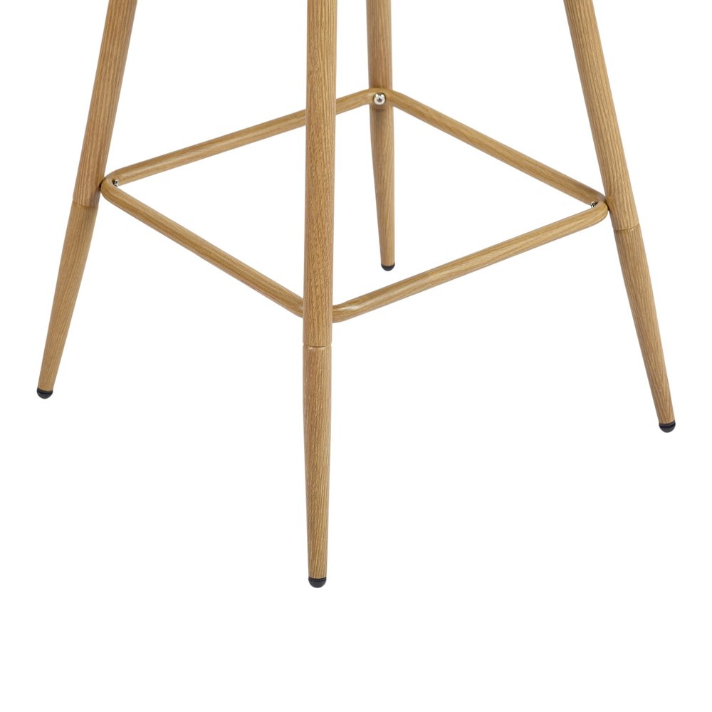 Set of Two 27" Beige and Oak Fabric and Metal Counter Height Swivel Bar Chairs