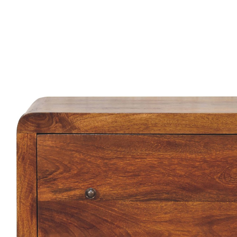 28" Brown Solid Wood Three Drawer Sideboard