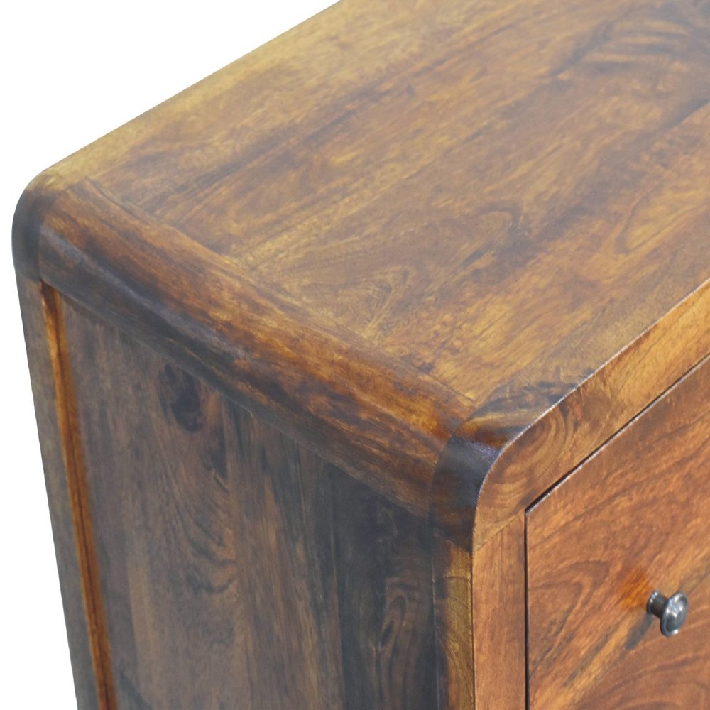 28" Brown Solid Wood Three Drawer Sideboard