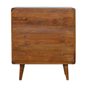 28" Brown Solid Wood Three Drawer Sideboard
