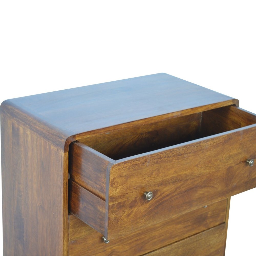 28" Brown Solid Wood Three Drawer Sideboard