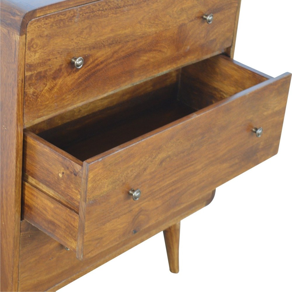 28" Brown Solid Wood Three Drawer Sideboard