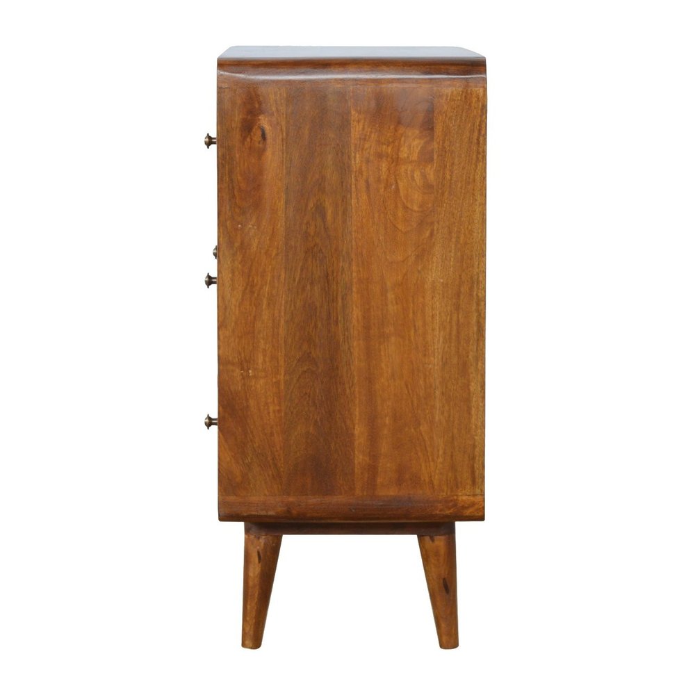 28" Brown Solid Wood Three Drawer Sideboard