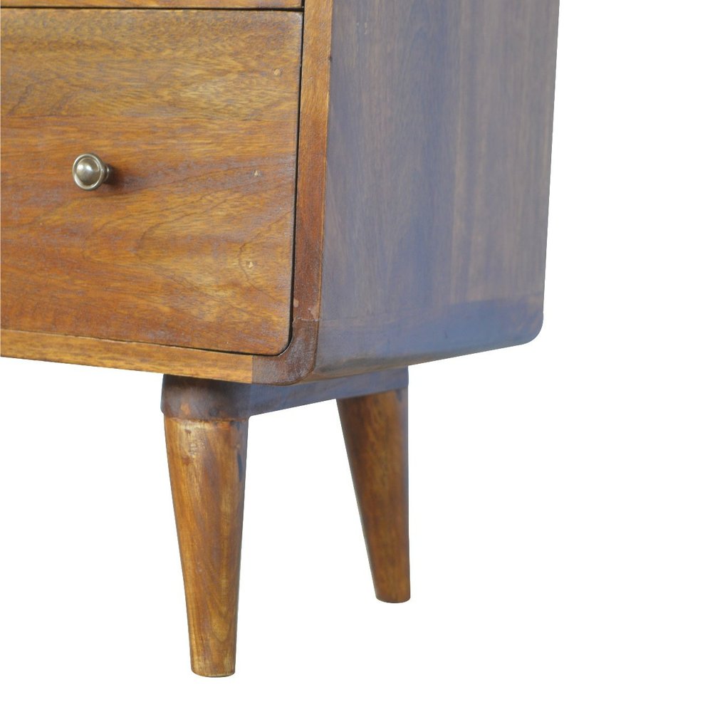 28" Brown Solid Wood Three Drawer Sideboard