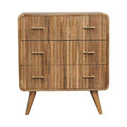 28" Brown Solid Wood Three Drawer Sideboard