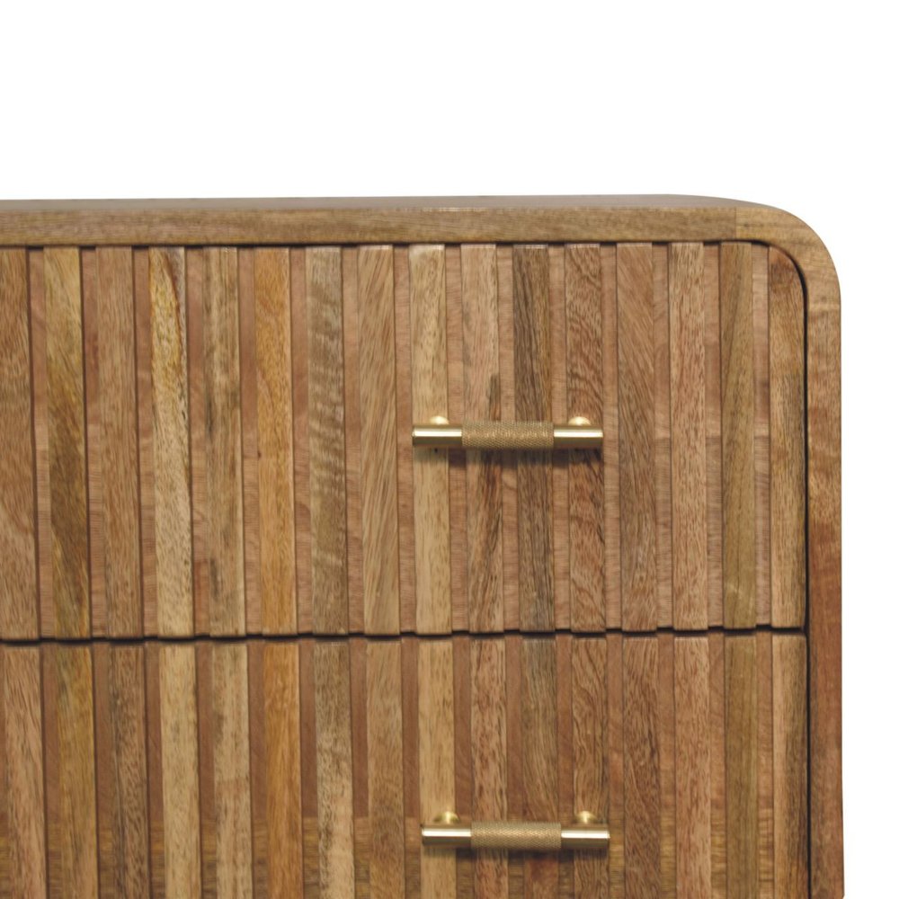 28" Brown Solid Wood Three Drawer Sideboard